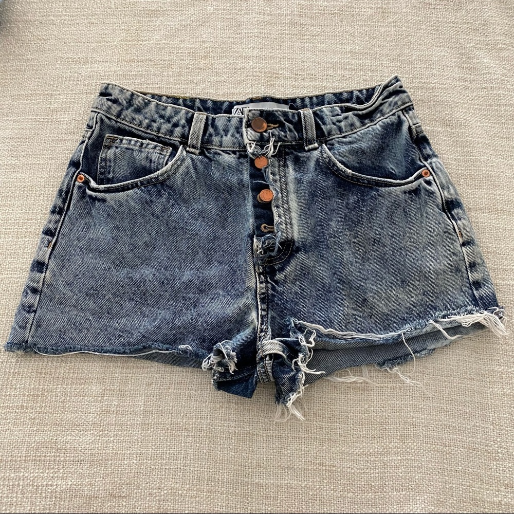 Zara Distressed Button Fly Boho Shorts